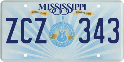 MS license plate ZCZ343