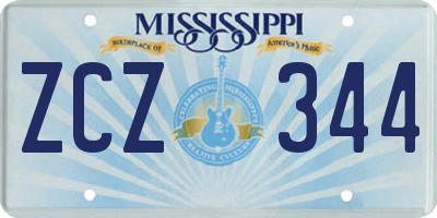 MS license plate ZCZ344