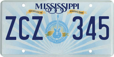 MS license plate ZCZ345