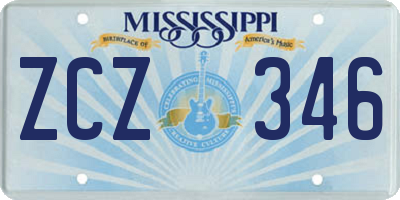 MS license plate ZCZ346