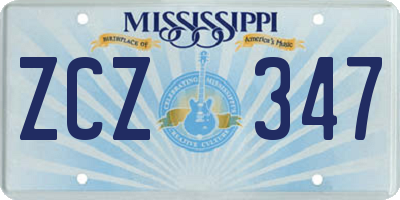 MS license plate ZCZ347