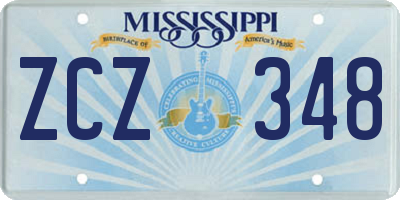 MS license plate ZCZ348