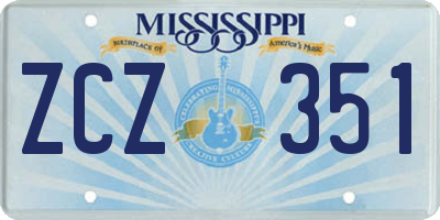 MS license plate ZCZ351