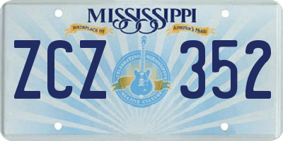 MS license plate ZCZ352