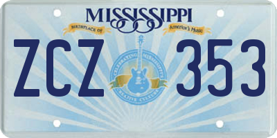 MS license plate ZCZ353
