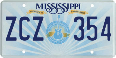 MS license plate ZCZ354
