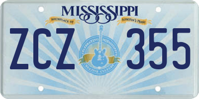 MS license plate ZCZ355