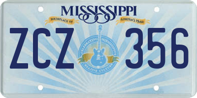 MS license plate ZCZ356
