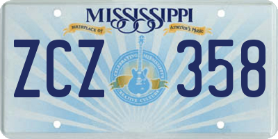MS license plate ZCZ358