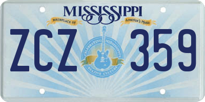 MS license plate ZCZ359