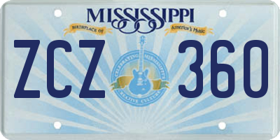 MS license plate ZCZ360