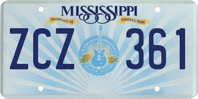MS license plate ZCZ361