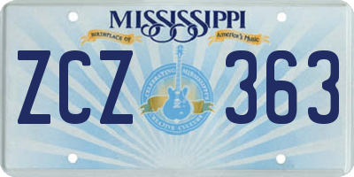 MS license plate ZCZ363