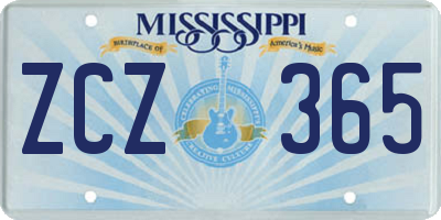 MS license plate ZCZ365