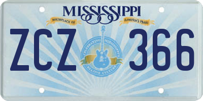 MS license plate ZCZ366