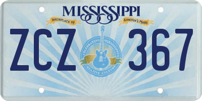 MS license plate ZCZ367