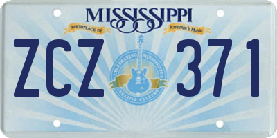 MS license plate ZCZ371