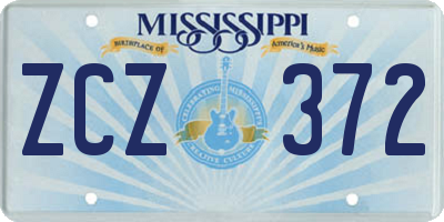 MS license plate ZCZ372