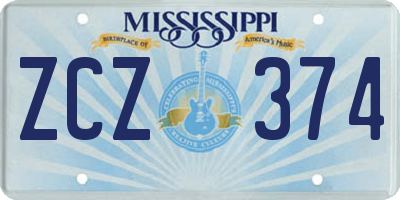 MS license plate ZCZ374