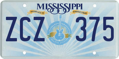 MS license plate ZCZ375
