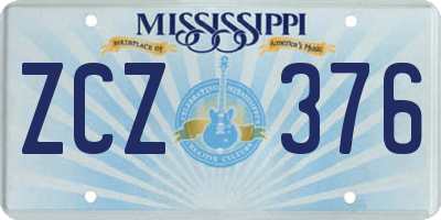 MS license plate ZCZ376