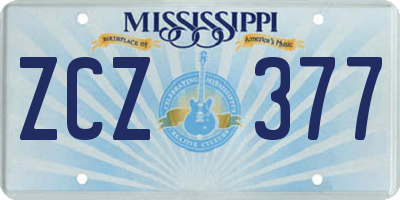 MS license plate ZCZ377