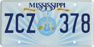 MS license plate ZCZ378