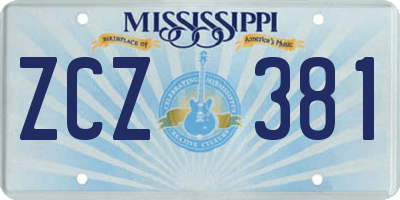 MS license plate ZCZ381