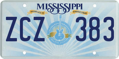 MS license plate ZCZ383