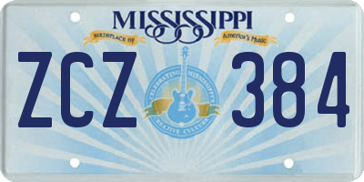 MS license plate ZCZ384