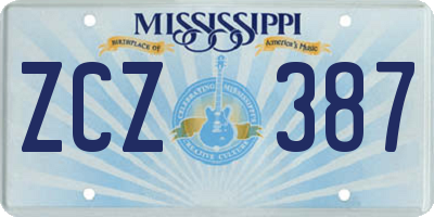 MS license plate ZCZ387
