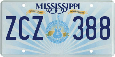 MS license plate ZCZ388