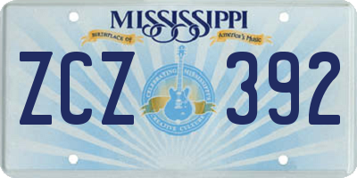 MS license plate ZCZ392