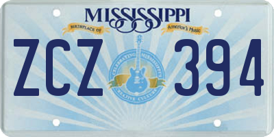 MS license plate ZCZ394