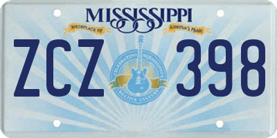 MS license plate ZCZ398