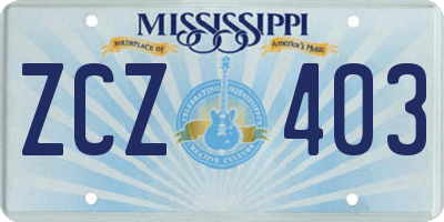 MS license plate ZCZ403