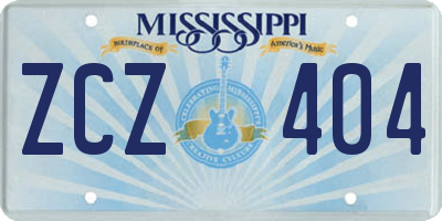 MS license plate ZCZ404