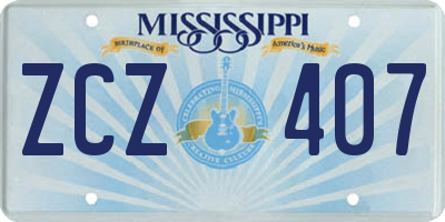 MS license plate ZCZ407