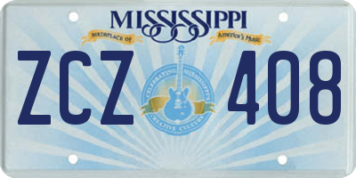 MS license plate ZCZ408