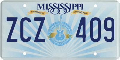 MS license plate ZCZ409