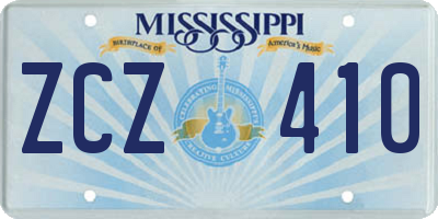 MS license plate ZCZ410