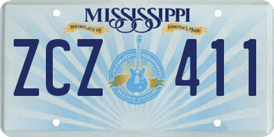 MS license plate ZCZ411