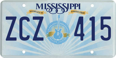 MS license plate ZCZ415