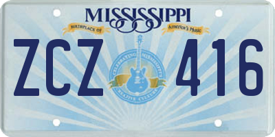 MS license plate ZCZ416