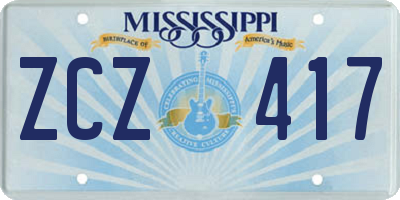 MS license plate ZCZ417