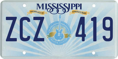 MS license plate ZCZ419