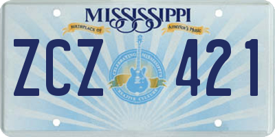 MS license plate ZCZ421