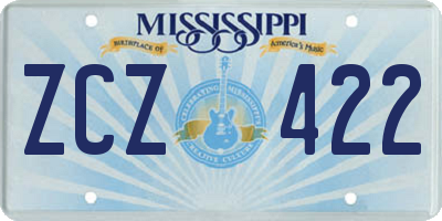 MS license plate ZCZ422