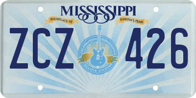 MS license plate ZCZ426