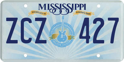 MS license plate ZCZ427